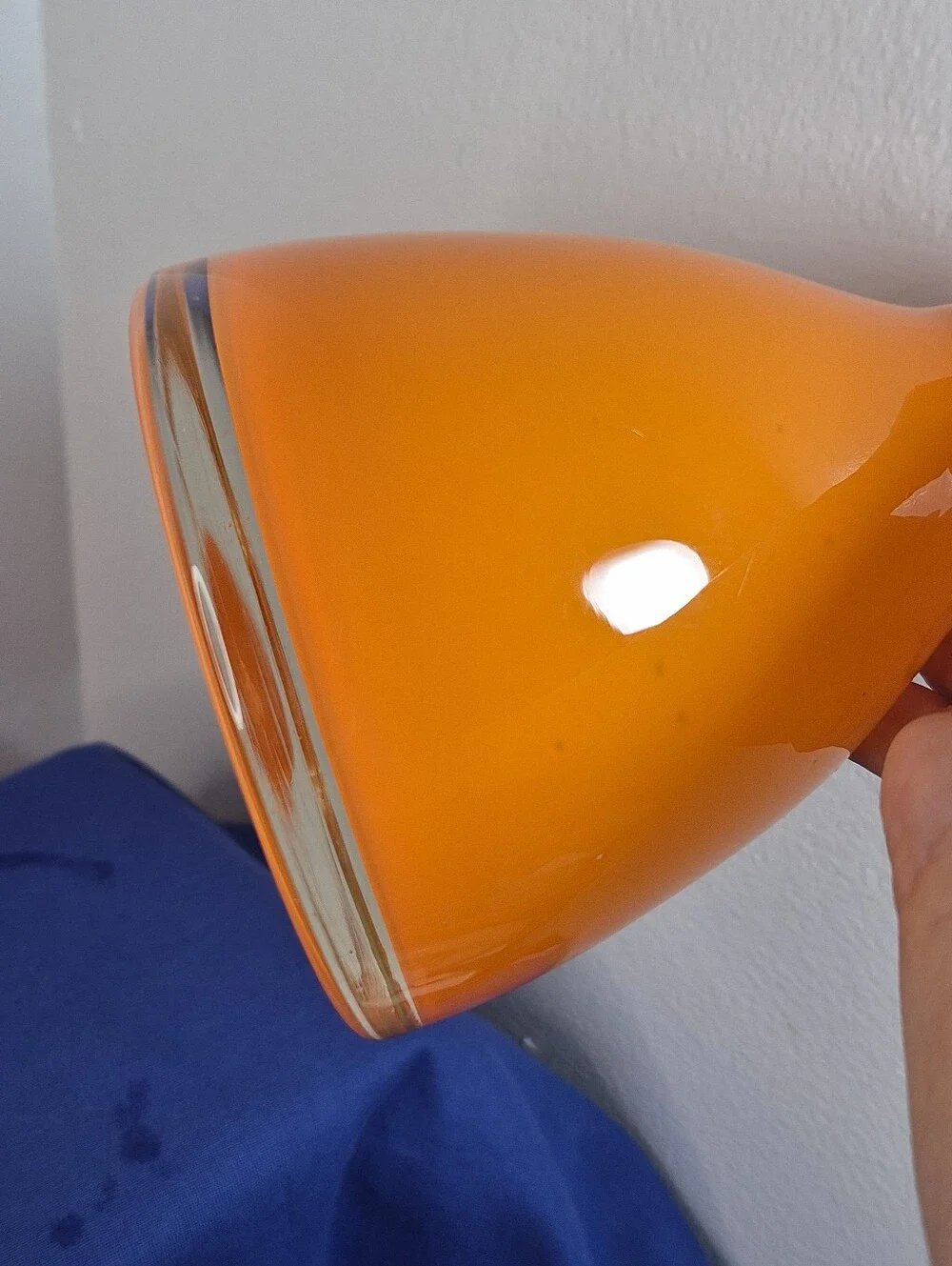 Vintage MCM-Style Cased Glass Vase Orange White Clear 6.5
